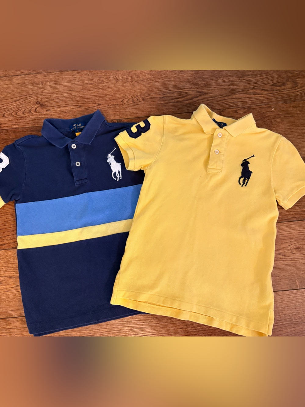 Ralph Lauren Kids Polo Shirts in Yellow and Navy - Set of 2